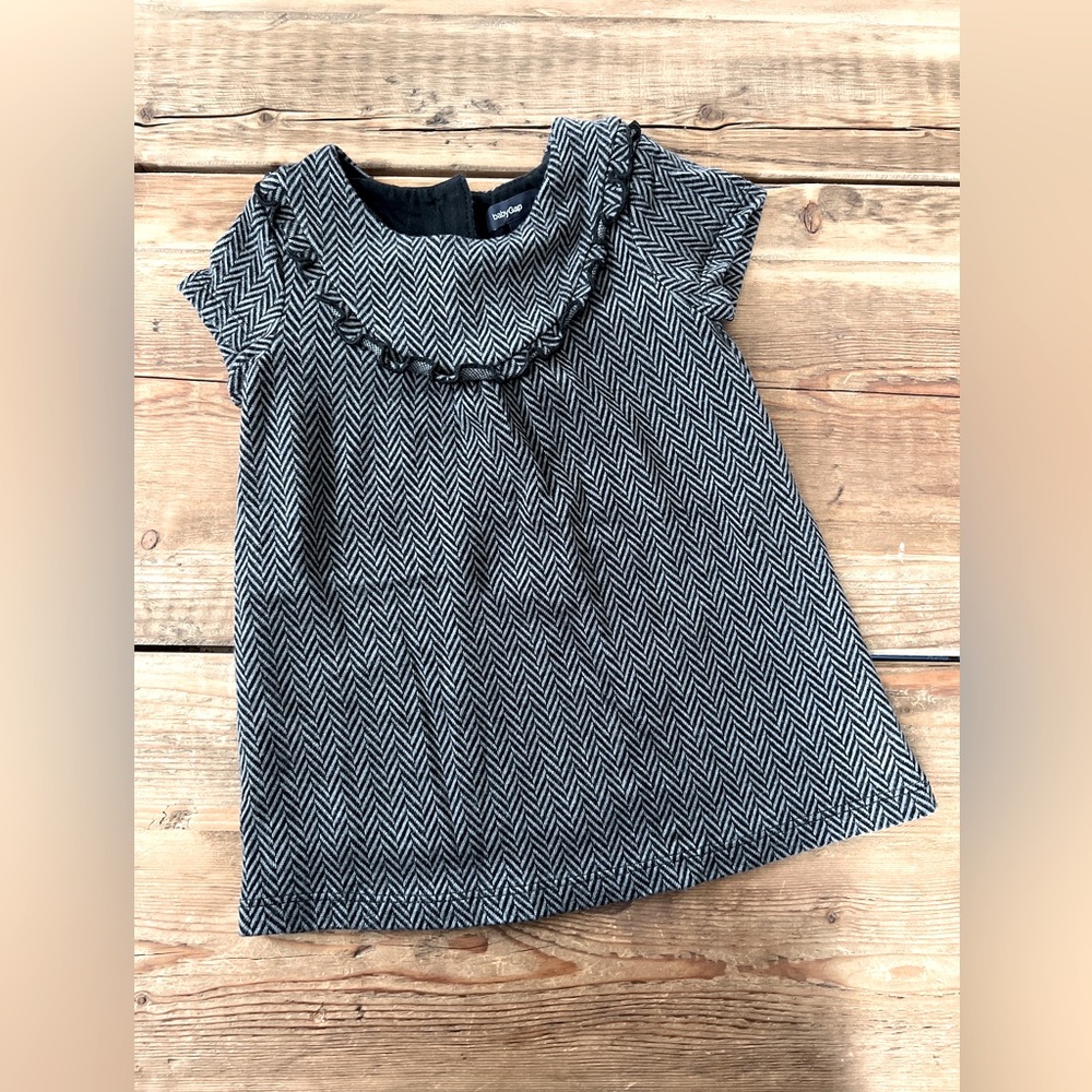 Chevron Charm: Ruffle-Neck Toddler Dress